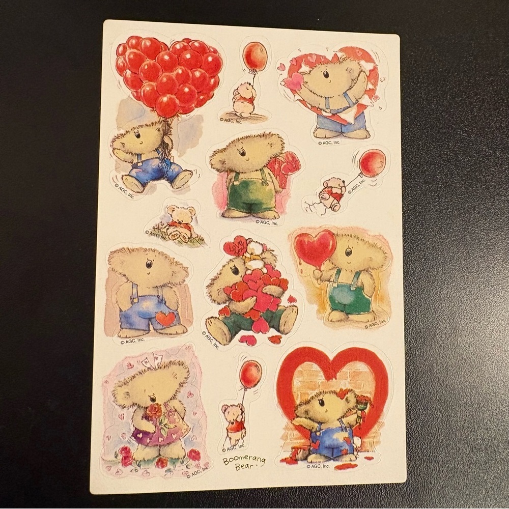 1 Sheet of Vintage AGC Heart Koala Stickers - 12 Stickers on the Sheet